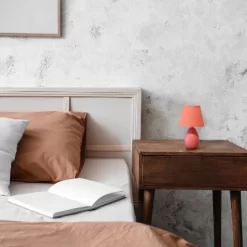 9.45" Petite Ceramic Oblong Bedside Table Desk Lamp With Matching Tapered Drum Shade Orange - Creekwood Home -Home Decoration Store GUEST aae32aa3 9d6c 4d10 b7b9 fa147e78ceed