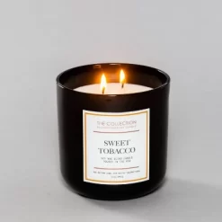 12oz Black Glass Jar 2-Wick Candle Sweet Tobacco - The Collection By Chesapeake Bay Candle