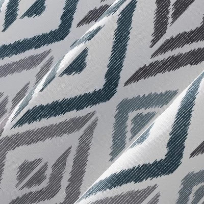 Hana Ikat Geometric Semi-Sheer Grommet Curtain Panel Teal - No.918 2 Hana Ikat Geometric Semi-Sheer Grommet Curtain Panel Teal - No.918 - Image 2