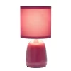 10.04" Traditional Ceramic Thimble Base Bedside Table Desk Lamp With Matching Fabric Shade Mauve - Simple Designs
