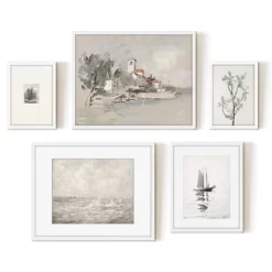Americanflat 5 Piece Vintage Gallery Wall Art Set - Seaside Villa, Seascape In Greys, Calm Sailing, Tree Etching By Maple + Oak 11 Americanflat 5 Piece Vintage Gallery Wall Art Set - Seaside Villa, Seascape In Greys, Calm Sailing, Tree Etching By Maple + Oak -Home Decoration Store GUEST ad10a2ed 18ed 4db5 9c88 9b39b7c0f864