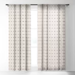 Urban Wild Studio Desert Check Small Charcoal Single Panel Sheer Window Curtain - Deny Designs