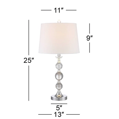 360 Lighting Solange Modern Table Lamps 25" High Set Of 2 Stacked Crystal Glass Silver White Tapered Drum Shade For Bedroom Living Room Nightstand 6 360 Lighting Solange Modern Table Lamps 25" High Set Of 2 Stacked Crystal Glass Silver White Tapered Drum Shade For Bedroom Living Room Nightstand - Image 6