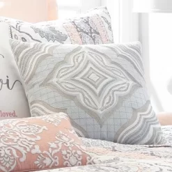 Darcy Embroidered Spa Silver Decorative Pillow - Levtex Home