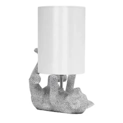 12.6" Diamond Studded Rhinestone Look Kitty Cat Feline Kids' Desk Nightstand Table Lamp With Faux Silk Fabric Shade Silver - Lalia Home -Home Decoration Store GUEST afa91a3c c4a0 427d a5a7 dde7dff5f78c