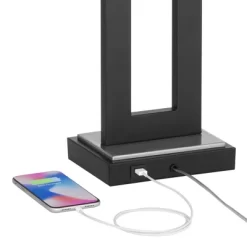 360 Lighting Neil Modern Rustic Table Lamp 26" High Black Metal With USB Charging Port White Rectangular Shade For Bedroom Living Room Bedside Desk -Home Decoration Store GUEST b0a9cf55 987a 4710 b715 8265d4b75ac5