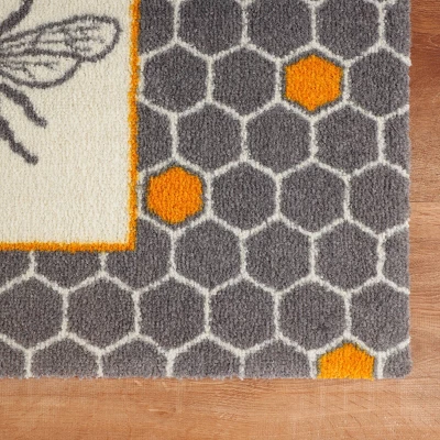 2'x3' ColorStar Bee Hex Door Mat Gray - Bungalow Flooring 3 2'x3' ColorStar Bee Hex Door Mat Gray - Bungalow Flooring - Image 3