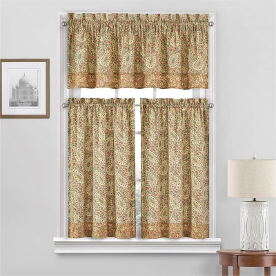 2pk 52"x36" Paisley Verveine Window Tiers Yellow - Waverly 1 2pk 52"x36" Paisley Verveine Window Tiers Yellow - Waverly