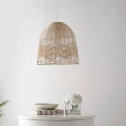 17.5" 1-Light Sofia Farmhouse Coastal Rattan LED Pendant Brown - JONATHAN Y -Home Decoration Store GUEST b111a4b4 b25f 43b8 afad 538f20773c39