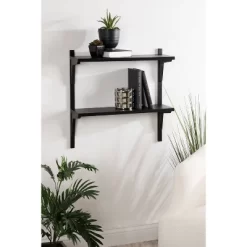 24" X 8" X 24" Meridien Wood Wall Shelf Black - Kate & Laurel All Things Decor -Home Decoration Store GUEST b2f2b446 678f 4909 89ad dee91038da69