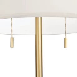 Possini Euro Design Luxe Italian Style Floor Lamp 64" Tall Gold Metal White Linen Drum Shade For Living Room Reading House Bedroom Office -Home Decoration Store GUEST b33ee204 b63b 4c7d 8e8b 98da822c9aab