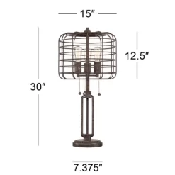 Franklin Iron Works Edison Industrial Rustic Farmhouse Table Lamp 30" Tall Rust Brown Open Metal Cage For Bedroom Living Room Bedside Nightstand Kids -Home Decoration Store GUEST b3a7c16d 2526 4ac3 ae8f a3a50c5bad99