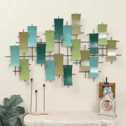 LuxenHome Multi-Color Metal Abstract Geometric Wall Decor