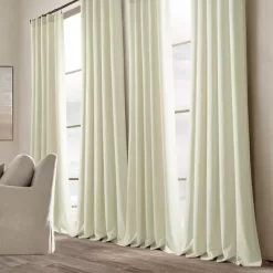 Home Boutique Belgian Flax Prewashed Linen Rich Cotton Blend Window Curtain Panel Single Ivory 50x108