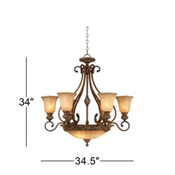 Kathy Ireland Sterling Estate Golden Bronze Chandelier 34 1/2" Wide Rustic Champagne Bowl Shade 9-Light Fixture For Dining Room House Kitchen Island -Home Decoration Store GUEST b5a9bcfd f107 442a 909e 75e4252e03ce