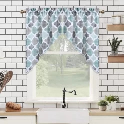 Geometric Quatrefoil Swag Valance Curtains For Windows Cotton Blend Fabric, 56" W X 36" L -Home Decoration Store GUEST b60f8386 9c8c 4d6e b3c0 46594c702602