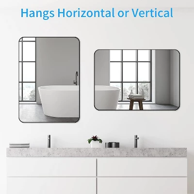 Serio Metal Framed Rounded Corner Rectangular Vanity Mount Decorative Bathroom Vanity Mirrors-The Pop Home 5 Serio Metal Framed Rounded Corner Rectangular Vanity Mount Decorative Bathroom Vanity Mirrors-The Pop Home - Image 5