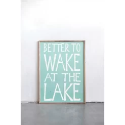 Better To Wake At The Lake' Recycled Wood Wall Decor Blue - Storied Home
