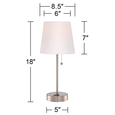 360 Lighting Justin Modern Accent Table Lamps 18" High Set Of 2 Silver With USB Charging Port And Table Top Dimmers White Shade For Bedroom Home Desk 7 360 Lighting Justin Modern Accent Table Lamps 18" High Set Of 2 Silver With USB Charging Port And Table Top Dimmers White Shade For Bedroom Home Desk - Image 7