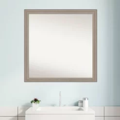 29" X 29" Non-Beveled Curve Wood Bathroom Wall Mirror Gray Wash - Amanti Art -Home Decoration Store GUEST ba03bbc9 edab 4401 b04f b9f5066c0509