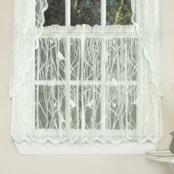 Sweet Home Collection | Knit Lace Polyester SongBird Motif Kitchen Window Curtain