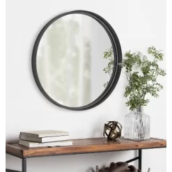 22" Armenta Round Wall Mirror Gray - Kate & Laurel All Things Decor -Home Decoration Store GUEST bb0cdd5e e724 44d4 98aa 4acd3024ede8