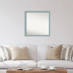 28" X 28" Non-Beveled Sky Blue Rustic Wood Wall Mirror - Amanti Art -Home Decoration Store GUEST bb1638b8 2d23 4729 b644 5c83d92dd4e7
