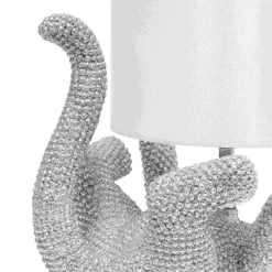 12.6" Diamond Studded Rhinestone Look Kitty Cat Feline Kids' Desk Nightstand Table Lamp With Faux Silk Fabric Shade Silver - Lalia Home -Home Decoration Store GUEST bbeb212c 140a 4da7 8e6c a3059346fd64
