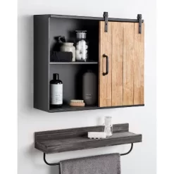 24" X 7.25" X 20" Samuels Decorative Metal Wall Cabinet Charcoal/Rustic Brown - Kate & Laurel All Things Decor -Home Decoration Store GUEST bd54d5ab c2c7 4e88 a8c5 a3900fbf7126