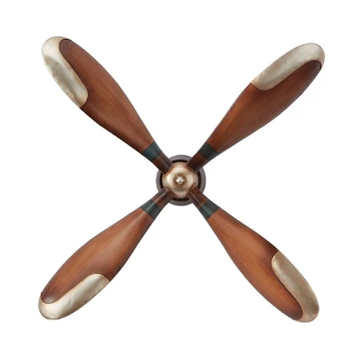 32" X 32" Metal Airplane Propeller 4 Blade Wall Decor With Aviation Detailing Brown - Olivia & May 5 32" X 32" Metal Airplane Propeller 4 Blade Wall Decor With Aviation Detailing Brown - Olivia & May - Image 5