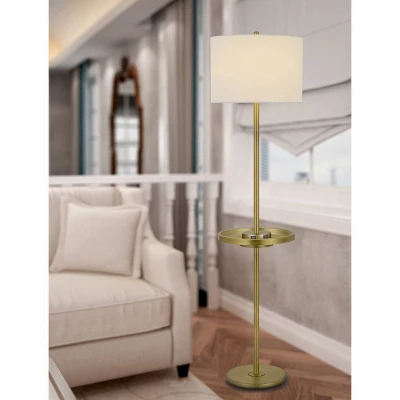 62" Crofton Metal Floor Lamp With USB Ports And Drum Shade Antique Brass - Cal Lighting 2 62" Crofton Metal Floor Lamp With USB Ports And Drum Shade Antique Brass - Cal Lighting - Image 2