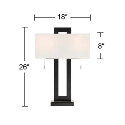 360 Lighting Neil Modern Rustic Table Lamp 26" High Black Metal With USB Charging Port White Rectangular Shade For Bedroom Living Room Bedside Desk -Home Decoration Store GUEST be3701f7 6cc9 4c5d b3f2 b81f2eebd66f