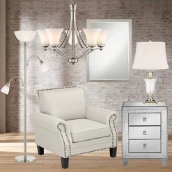 Possini Euro Design Alexei Modern Torchiere Floor Lamp With Side Lights 72" Tall Brushed Nickel White Crackle Glass For Living Room Reading Bedroom -Home Decoration Store GUEST beb6ae9d 5389 484b aeb9 0a6aa0624e89