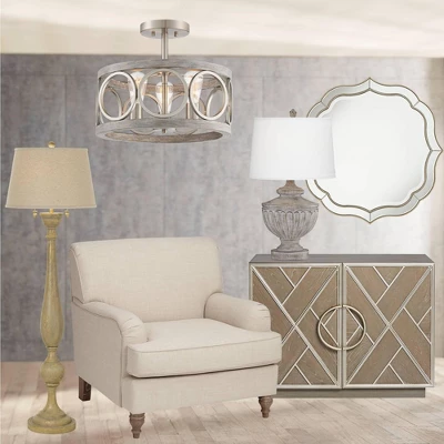 Noble Park Laureen Scalloped Round Vanity Wall Mirror Modern Beveled Glass Champagne Gold Beaded Frame 32" Wide For Bathroom Living Room Home Entryway 5 Noble Park Laureen Scalloped Round Vanity Wall Mirror Modern Beveled Glass Champagne Gold Beaded Frame 32" Wide For Bathroom Living Room Home Entryway - Image 5