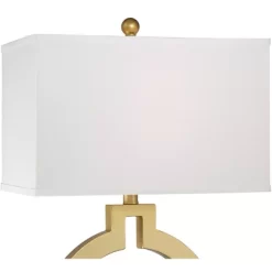 360 Lighting Lauren Modern Table Lamps Set Of 2 With Black Risers 28 1/2" Tall Gold USB Charging Port White Rectangular Shade For Bedroom Living Room