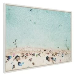 28" X 38" Sylvie Turquoise Beach From Above Framed Canvas By Amy Peterson Art Studio White - Kate & Laurel All Things Decor