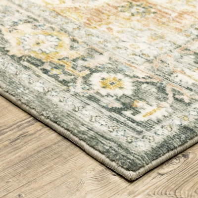 2'x8' Runner Salina Vintage Medallion Area Rug Gray/Gold - Captiv8e Designs 1 2'x8' Runner Salina Vintage Medallion Area Rug Gray/Gold - Captiv8e Designs