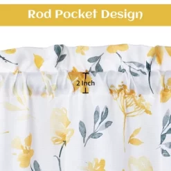 Trinity Farmhouse Watercolor Floral Flower Leaf Design Kitchen Curtains For Cafe Bathroom