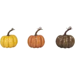 Northlight Set Of 3 Orange, Yellow And Brown Crackle Finish Fall Harvest Pumpkins 4" -Home Decoration Store GUEST c2c36289 8ca2 4637 8bef 8b542e635305