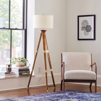 Oak Wood Tripod Floor Lamp Dark Brown - Threshold™ 6 Oak Wood Tripod Floor Lamp Dark Brown - Threshold™ - Image 6