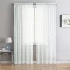 Kate Aurora 2 Piece Rod Pocket White Plaid Sheer Voile Window Curtain Panels