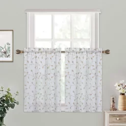 Trinity Tier Floral Kitchen Curtains Embroidered Set For Half Window, 2 Panels -Home Decoration Store GUEST c32d5934 70fb 401d b6fd 222f8ea75923
