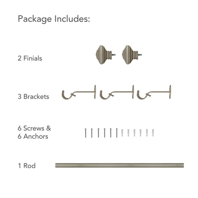 Florence 1" Window Drapery Single Curtain Rod With Stacked Square Finial - Elrene Home Fashions 4 Florence 1" Window Drapery Single Curtain Rod With Stacked Square Finial - Elrene Home Fashions - Image 4