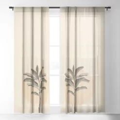 Iveta Abolina Sunrise Tan 64" X 50" Single Panel Sheer Window Curtain - Deny Designs