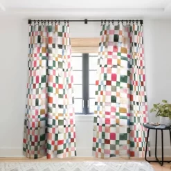 Ninola Design Watercolor Checker Yuletide Single Panel Sheer Window Curtain - Society6 -Home Decoration Store GUEST c56eedda 0e27 41e4 8b24 c6ee66b721ca