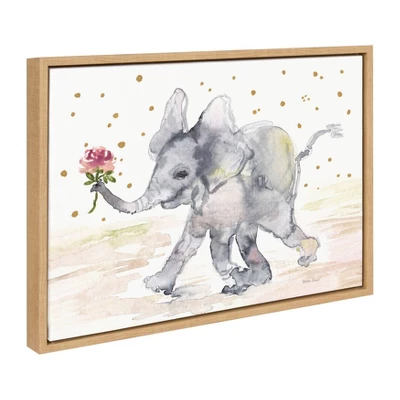 18" X 24" Sylvie Baby Elephant Watercolor Framed Canvas Wall Art By Patricia Shaw Natural - Kate And Laurel 1 18" X 24" Sylvie Baby Elephant Watercolor Framed Canvas Wall Art By Patricia Shaw Natural - Kate And Laurel