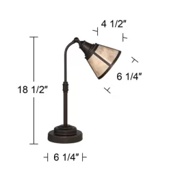 Regency Hill Malta Rustic Farmhouse Desk Lamp 18 1/2" High Satin Bronze Metal Adjustable Blond Mica Shade For Bedroom Living Room Bedside Nightstand -Home Decoration Store GUEST c5ce0921 7ab3 4ede b0eb 9257e82bf71c