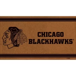 Evergreen Chicago Blackhawks Logo Turf Mat, Brown- 28 X 16 Inches Indoor Outdoor Doormat