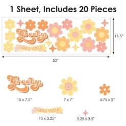 Big Dot Of Happiness Stay Groovy - Peel And Stick Boho Floral Home Decor Vinyl Wall Art Stickers - Wall Decals - Set Of 20 -Home Decoration Store GUEST c748b028 06a8 411d b998 de775ec0bf8f