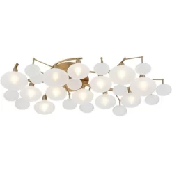 Possini Euro Design Lilypad Modern Ceiling Light Semi Flush Mount Fixture 30 1/4" Wide Warm Brass 12-Light Frosted Glass Shade For Bedroom Living Room -Home Decoration Store GUEST c8b436d6 0799 4b71 b0e8 1b80aaa00f64